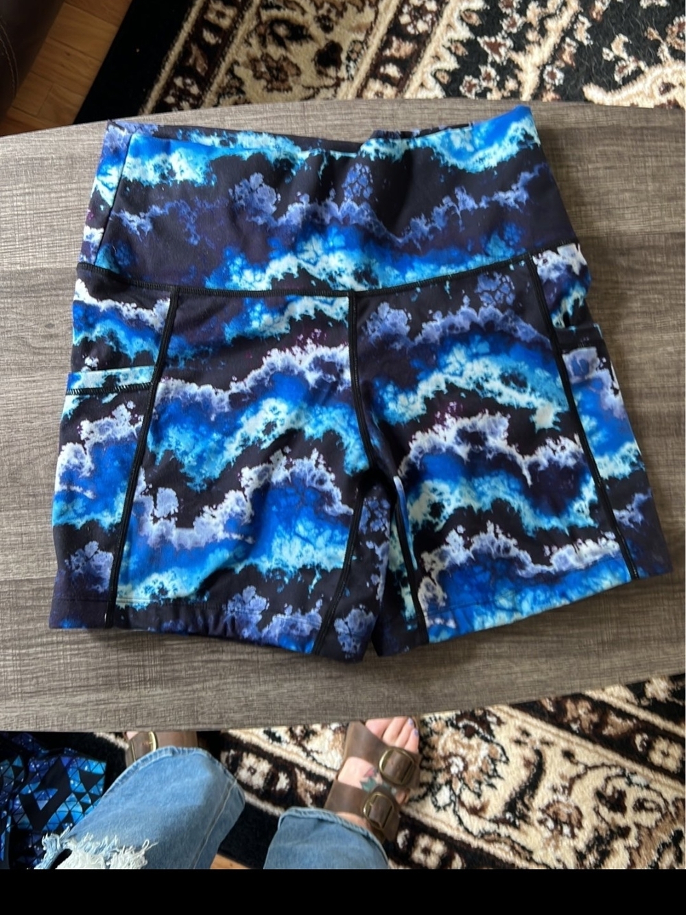 Constantly Varied Gear Blue Wave Print High-Waist Athletic Shorts